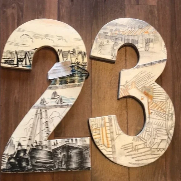 Anthropologie hand painted Swarm numbers - Picture 3 of 7